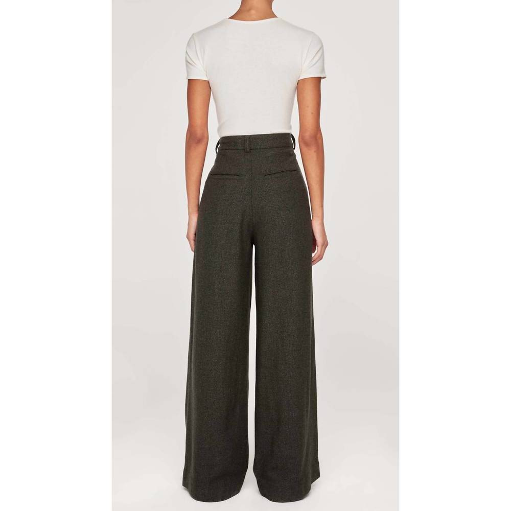 NEW DL1961 - WOMEN'S denim hepburn wide leg high rise pleated pants in evergreen - Picture 2 of 10